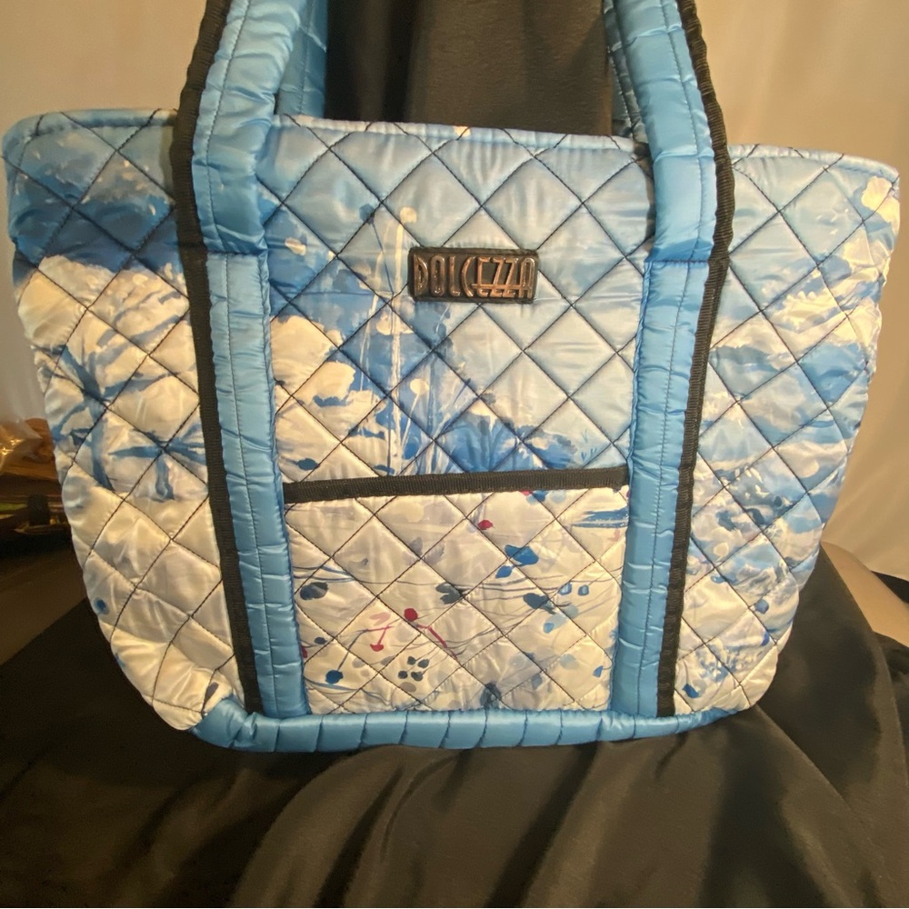 DOLCEZZA tote bag quilted with shoulder strap multi pocket large